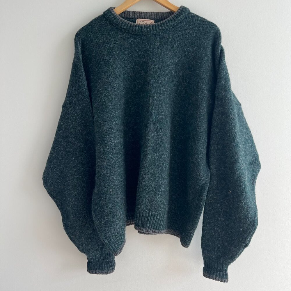Vintage‎ Woolrich USA Wool Blend Sweater XL Forest Green Oversized 90s Cabin